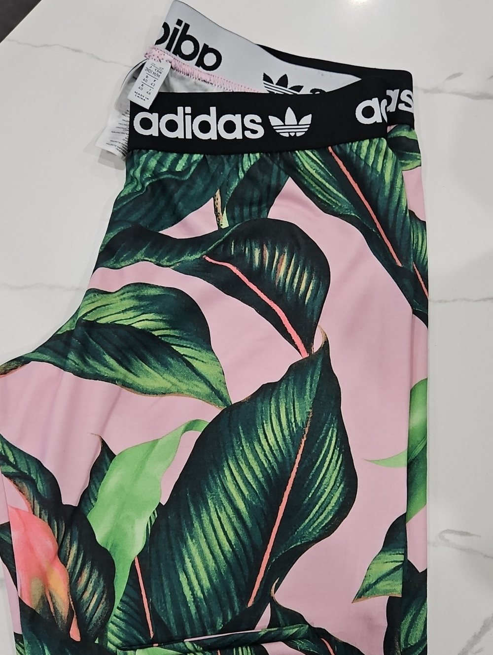 adidas Pink Tropical Leaf Leggings
